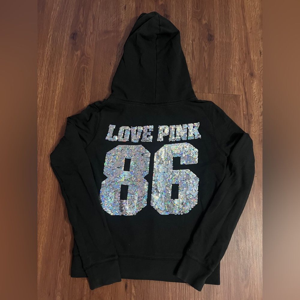 VS PINK IRIDESCENT 86 BLING HOODIE  VINTAGE MEDIUM